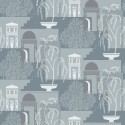Papel pintado geométrico Mimi gris azul y blanco gris - Borastapeter Swedish Grace 5518