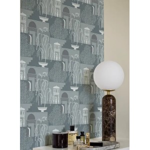 Architects Paper|Papier peint blanc et argent motifs entrelacés|Art Déco 2