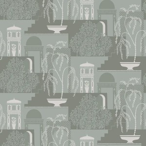 Grandeco|Modern pine landscape green wallpaper|Figurative