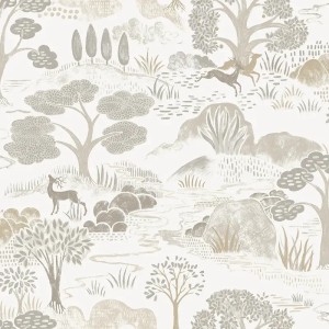 Casadeco|Beige muslin wallpaper with textile effect|Beige