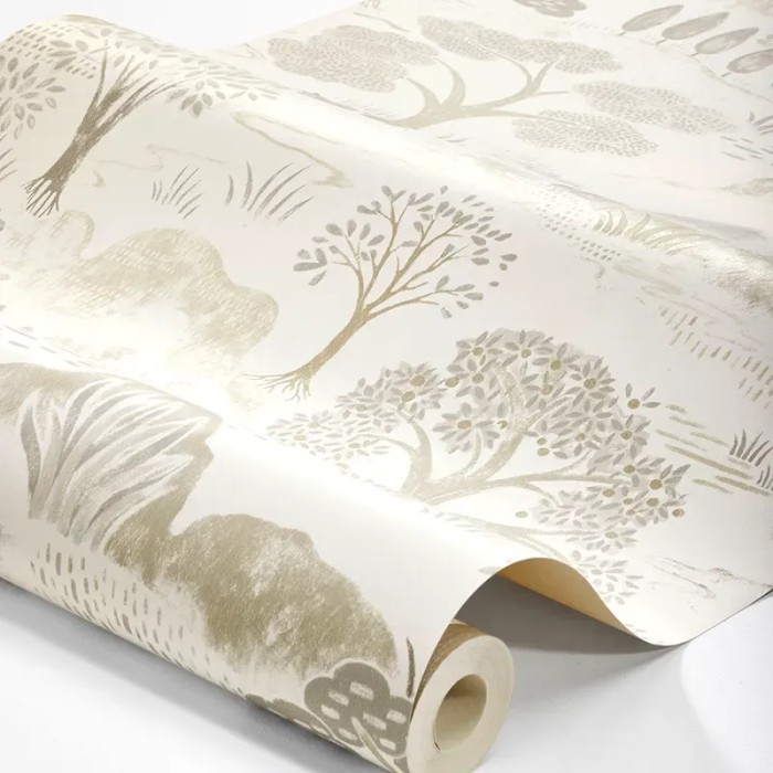 Borastapeter|Wallpaper Diana white grey and beige with deer|Figurative