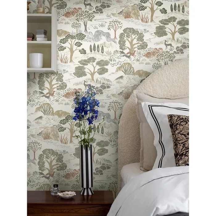 Borastapeter|Papel pintado Diana verde oliva terracota y beige|Figurativo