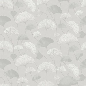 Casadeco|Floral wallpaper with coral-colored Japanese water lilies|Japanese Flowers