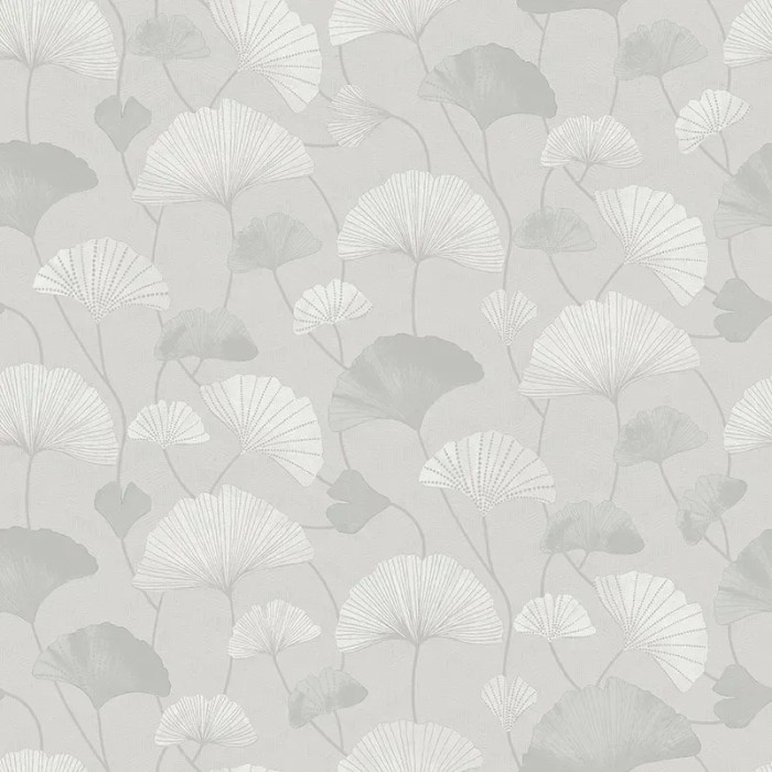 Borastapeter|Papel pintado Sophia gris claro con hojas de ginkgo|Moderno