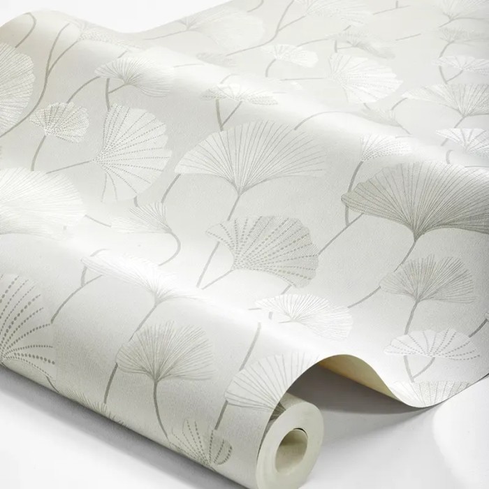 Borastapeter|Wallpaper Sophia light grey with ginkgo leaves|Modern