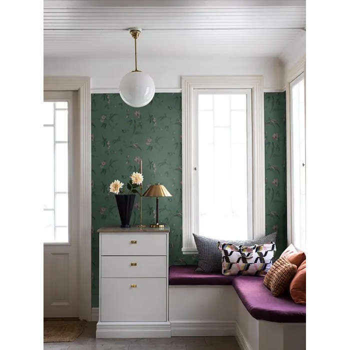 Borastapeter|Wallpaper floral Marlene pink blue and turquoise green|Wallpaper