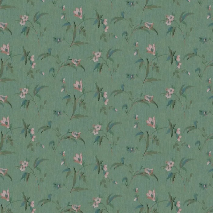 Papel pintado floral Marlene rosa azul y verde turquesa - Borastapeter Swedish Grace 5535