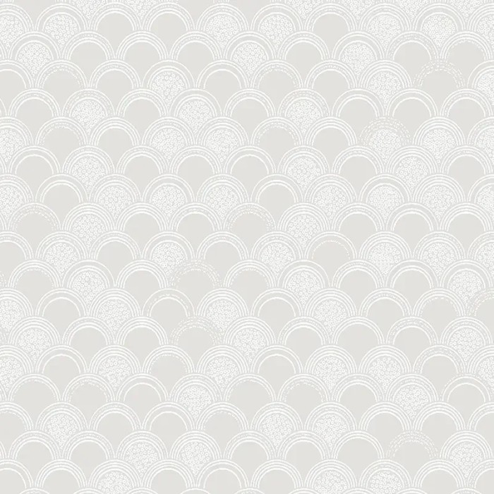 Papel pintado geométrico Birgit blanco y arcos plateados - Borastapeter Swedish Grace 5522