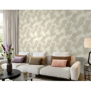 Grandeco|Ornamental damask beige classic style wallpaper|Damask 2