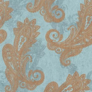Rasch|Papel pintado motivos de cachemira verde dorado|Damasco