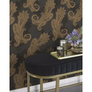 Pip Studio|Beige Damasttapete mit goldenen Ornamentmotiven|Damast 2