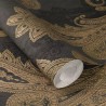 Rasch|Papier peint cachemire classique noir doré|Damas