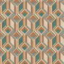 Rasch|Tapete geometrisch 3D grün orange|Retro