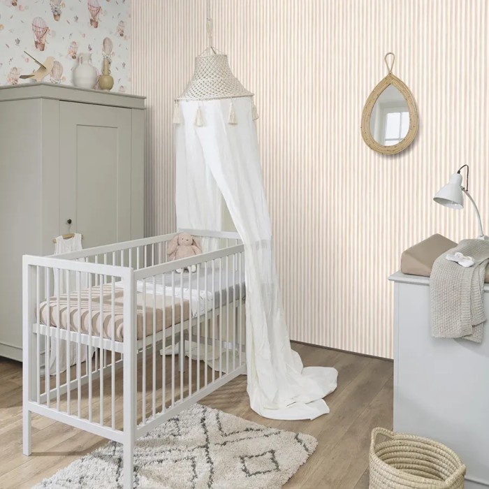 Papel pintado infantil rayas marrón claro acogedor - Rasch Kids World 252774