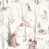 Papel pintado infantil animales del bosque blanco - Rasch Kids World 300048