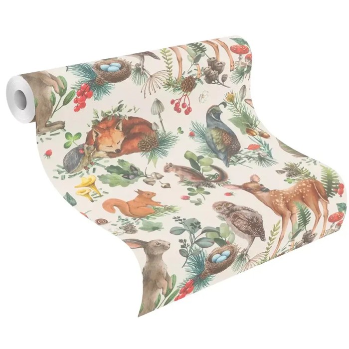 Rasch|Wallpaper kids fairy tale forest animals white|Children's