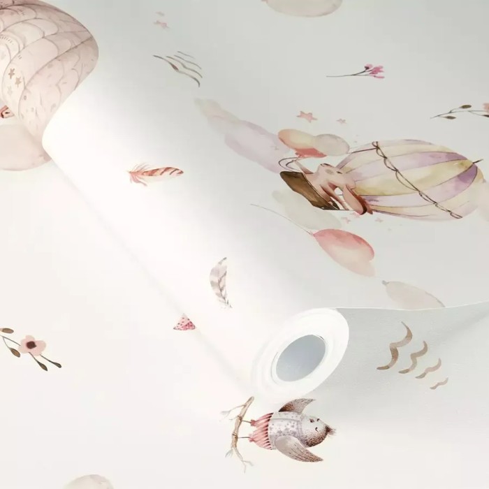 Papel pintado infantil globos y animales tonos pastel - Rasch Kids World 300529