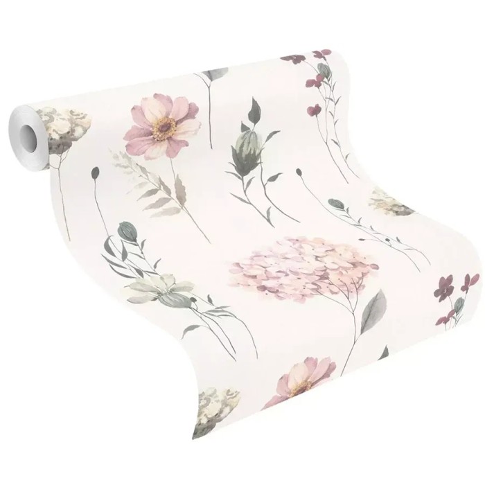 Rasch|Papel pintado juvenil floral flores variadas blanco|Infantil