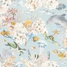 Rasch|Wallpaper kids marine animals and corals pastel blue|Children's