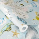 Rasch|Wallpaper kids marine animals and corals pastel blue|Children's