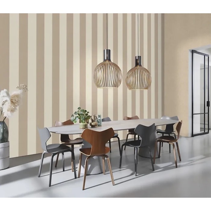 Rasch|Wallpaper beige stripes dining-living room|Stripes