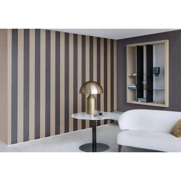 Rasch|Papier peint rayures larges moderne doré noir|Rayures