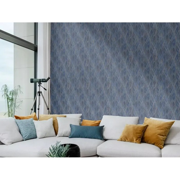 Rasch|Tapete modern blaugoldene Rauten|Geometrisch
