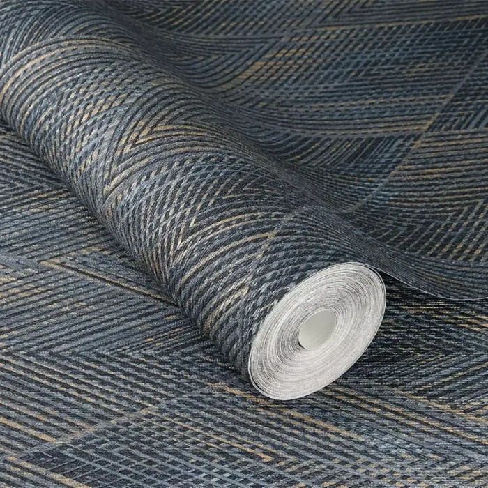 Rasch|Papel pintado moderno rombos azul y dorado|Geométrico