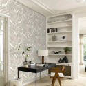 Rasch|Papier peint fleuri grandes feuilles beige|Papier Peint