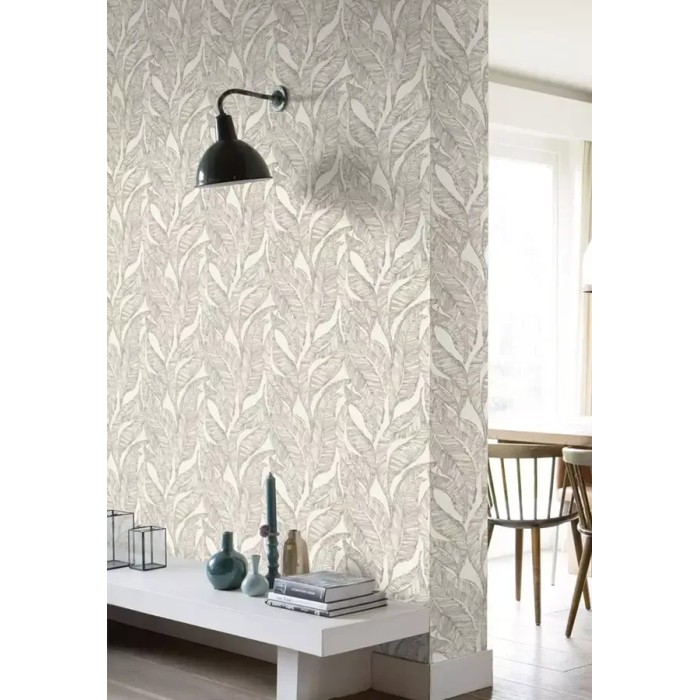 Rasch|Papier peint fleuri grandes feuilles beige|Papier Peint