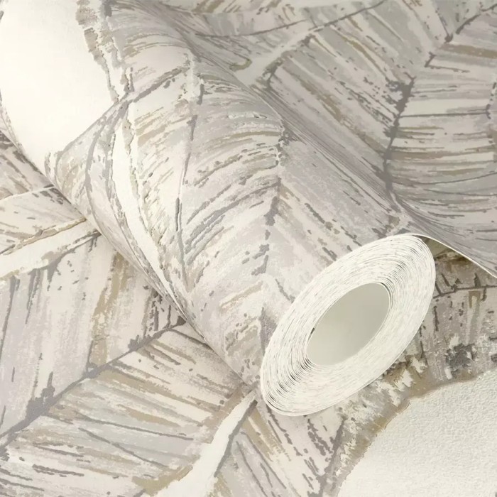 Rasch|Papel pintado floral hojas grandes beige|Papel Pintado