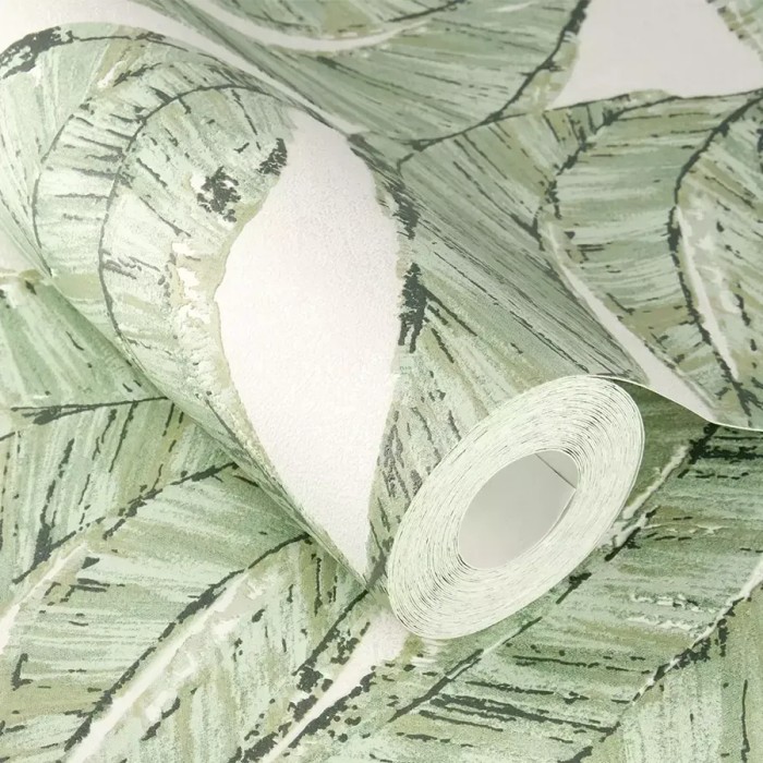 Rasch|Papier peint fleuri grandes feuilles vert|Papier Peint