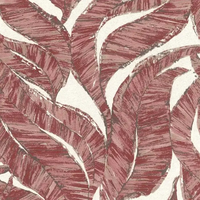 Rasch|Papel pintado floral hojas grandes rojo|Papel Pintado