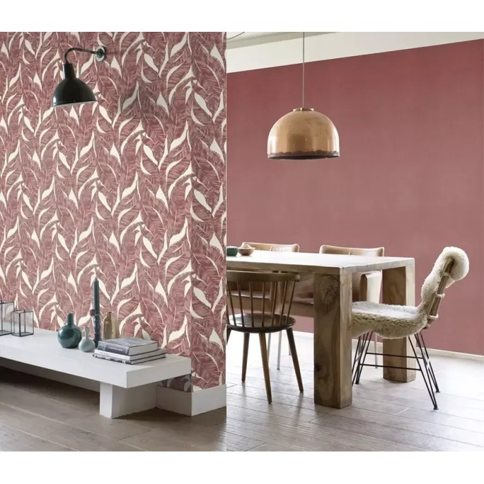 Rasch|Papier peint fleuri grandes feuilles rouge|Papier Peint