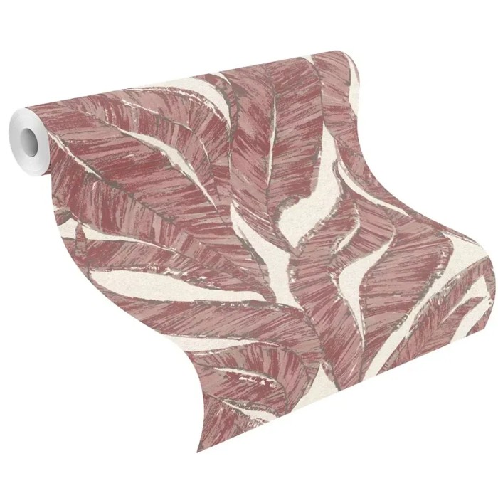 Rasch|Papier peint fleuri grandes feuilles rouge|Papier Peint