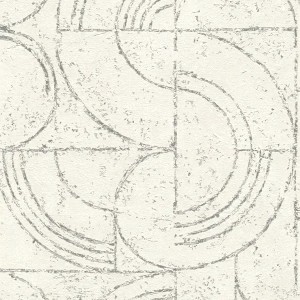 Caselio|Minimalistische Tapete in Weiß und Gold, geometrisches Muster|Kreisen