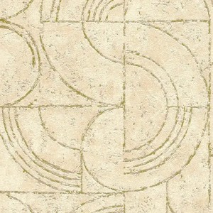 Caselio|Papier peint minimaliste blanc et doré, motif géométrique|Cercles