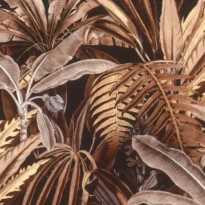 Grandeco|Papel pintado hojas de palmera color ocre tropical|Tropical