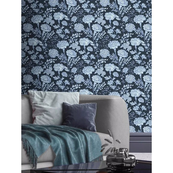 Rasch|Papel pintado flores dibujadas a mano azul|Papel Pintado