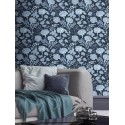 Rasch|Papier peint fleurs dessinées à la main bleu|Papier Peint