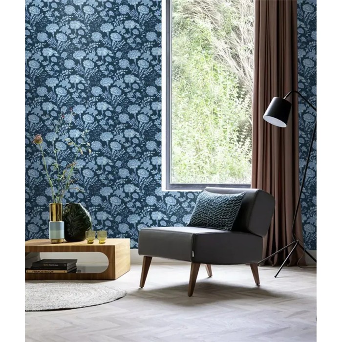 Rasch|Papel pintado flores dibujadas a mano azul|Papel Pintado