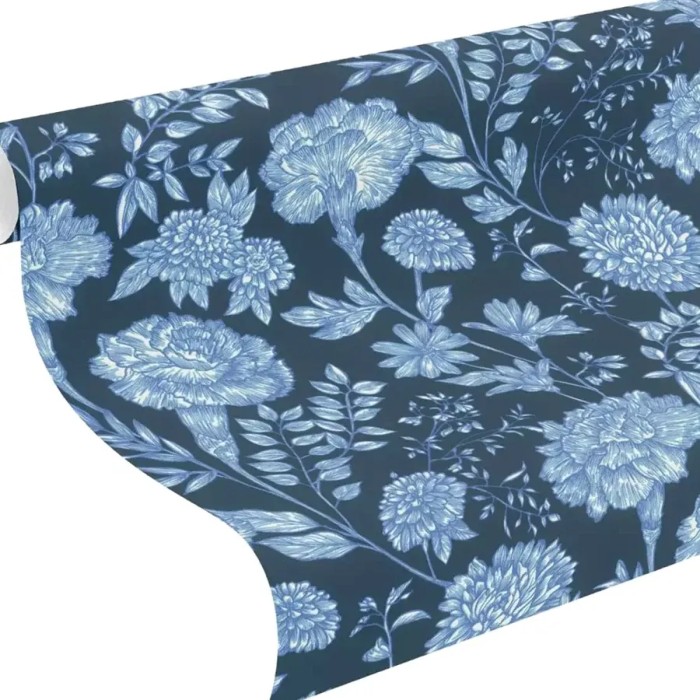 Rasch|Tapete Handzeichnung Blumen blau|Tapeten