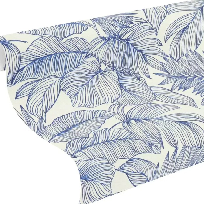Rasch|Wallpaper floral collage large blue leaves|Wallpaper
