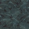 Rasch|Papel pintado floral hojas grandes negro turquesa|Papel Pintado