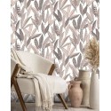 Rasch|Wallpaper modern white pink floral leaves|Wallpaper