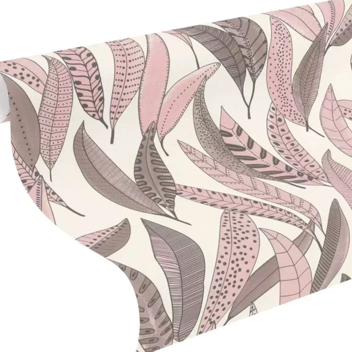 Rasch|Papier peint fleuri moderne feuilles blanc rose|Papier Peint