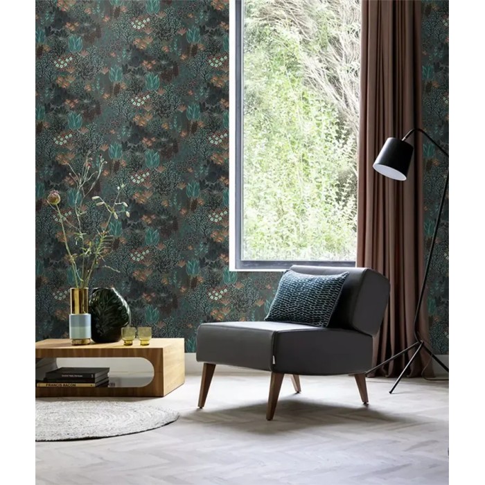 Rasch|Papier peint fleuri moderne jardin turquoise|Papier Peint