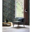 Papel pintado floral moderno jardín turquesa - Rasch Symphony 866018