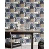 Rasch|Papel pintado geométrico azul aspecto retro|Geométrico