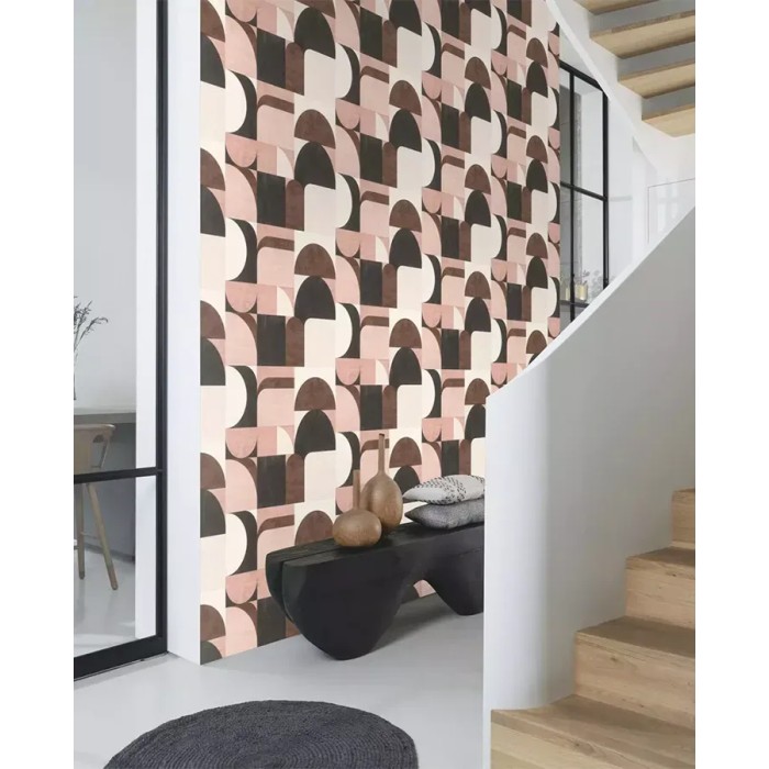 Rasch|Papel pintado geométrico rosa patrón retro|Geométrico